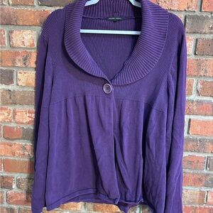 Jeanne Pierrre womens one button flare sleeve cardigan sweater purple XL